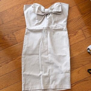 Strapless Cream Bow-Front Bodycon Dress